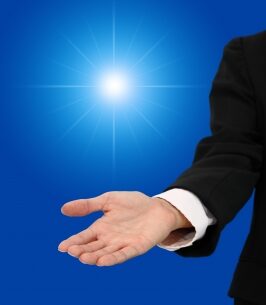 Man-Holding-Hand-Out-Blue-Sky-Star
