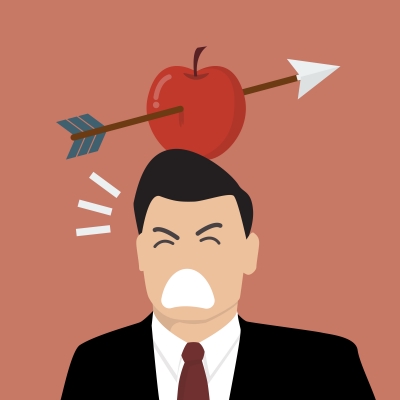 arrow-through-apple-on-employee-head