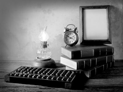 Lantern-Clock-Books-Black-And-White