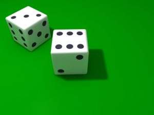 two-dice-green-background