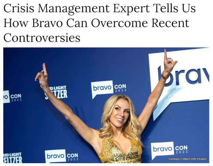 Crisis Management Expert Tells Us How Bravo Can Recent